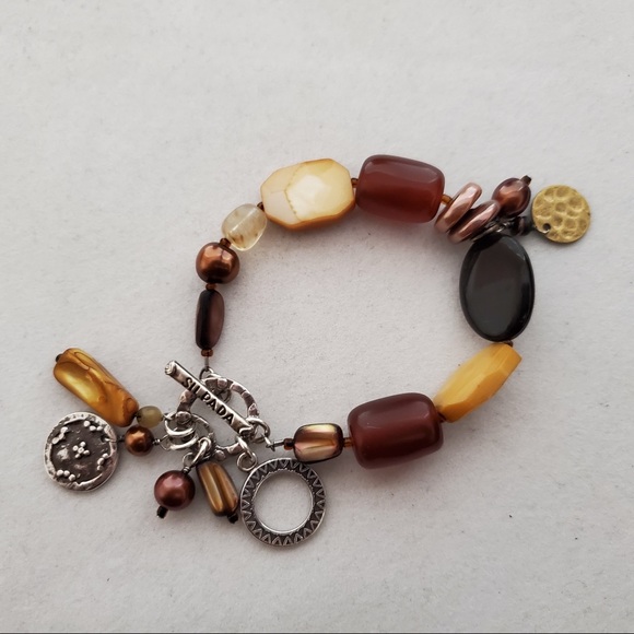 Silpada Stone Bead Pearl Shell Toggle Bracelet 925 - Picture 4 of 16